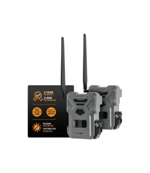 SPYPOINT FLEX-DARK Cellular Trail Camera 4-Pack Bundle with Solar Panel, 32GB Memory Cards and Card Reader